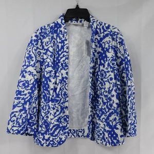 Chico's Blue and White Cardigan Printed Islet
